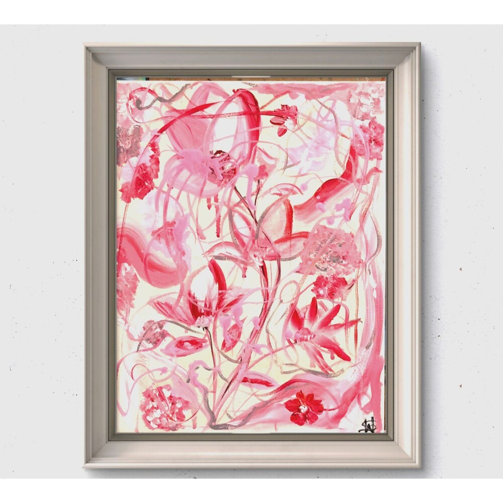 WS original floral dance painting 14X11 canvas acrylic abstract modern art